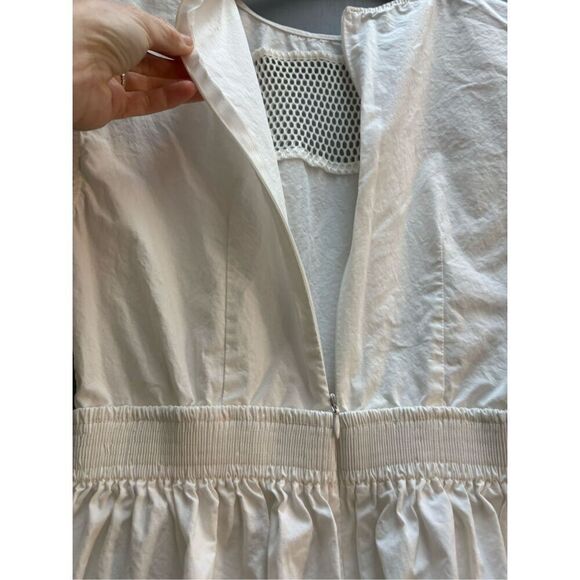 White Fit and Flare Midi Dress Urban Outfitters Eyelet Mesh Casual - Picture 7 of 10